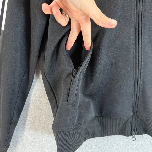 Adidas Mens Black Track Jacket Workout Athletic Full Zip 3 Stripes Size Large - Picture 6 of 16